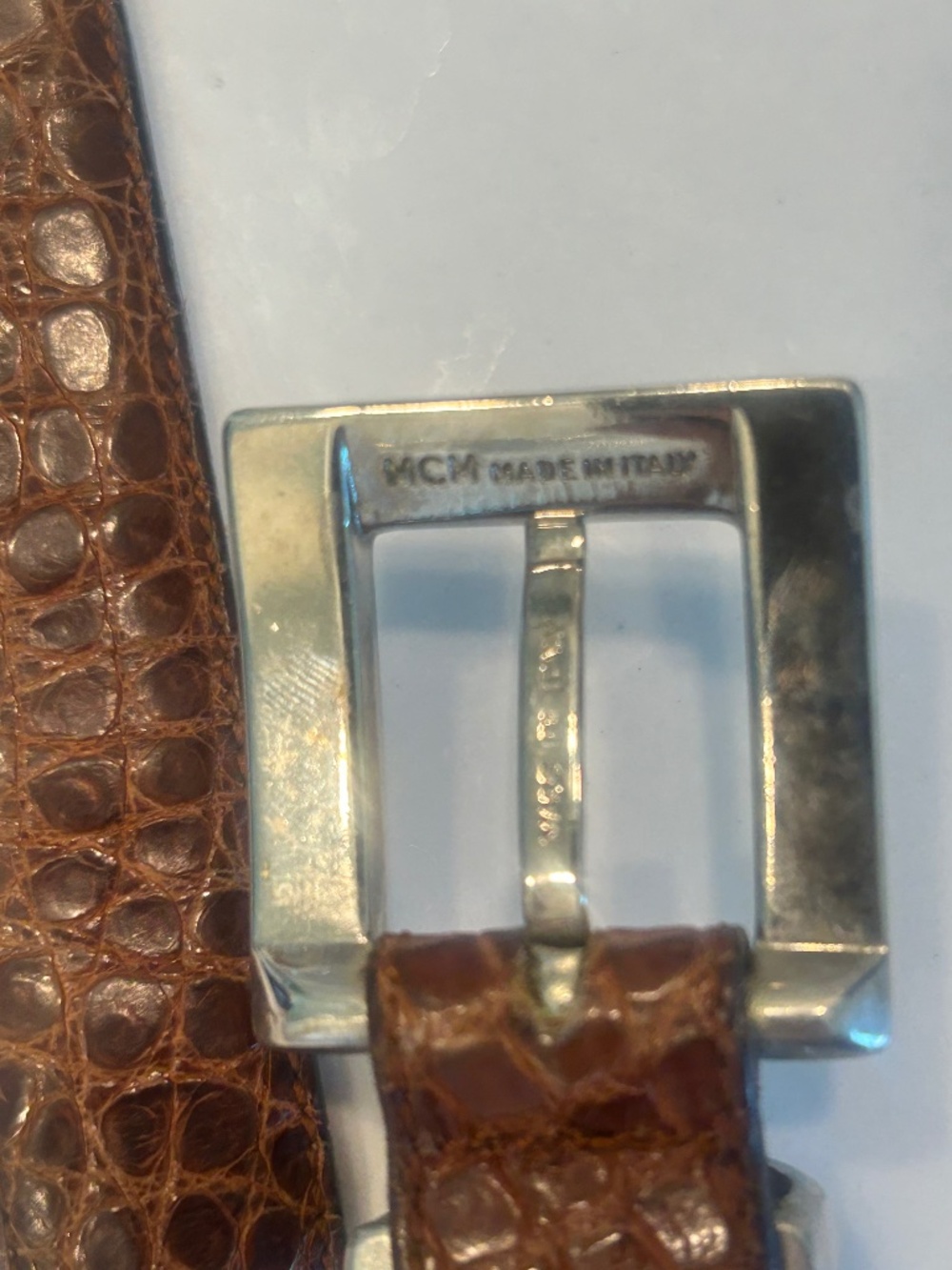Vintage Andrew Marc Genuine Crocodile Belt Made in Italy MCM Hardware Size 34